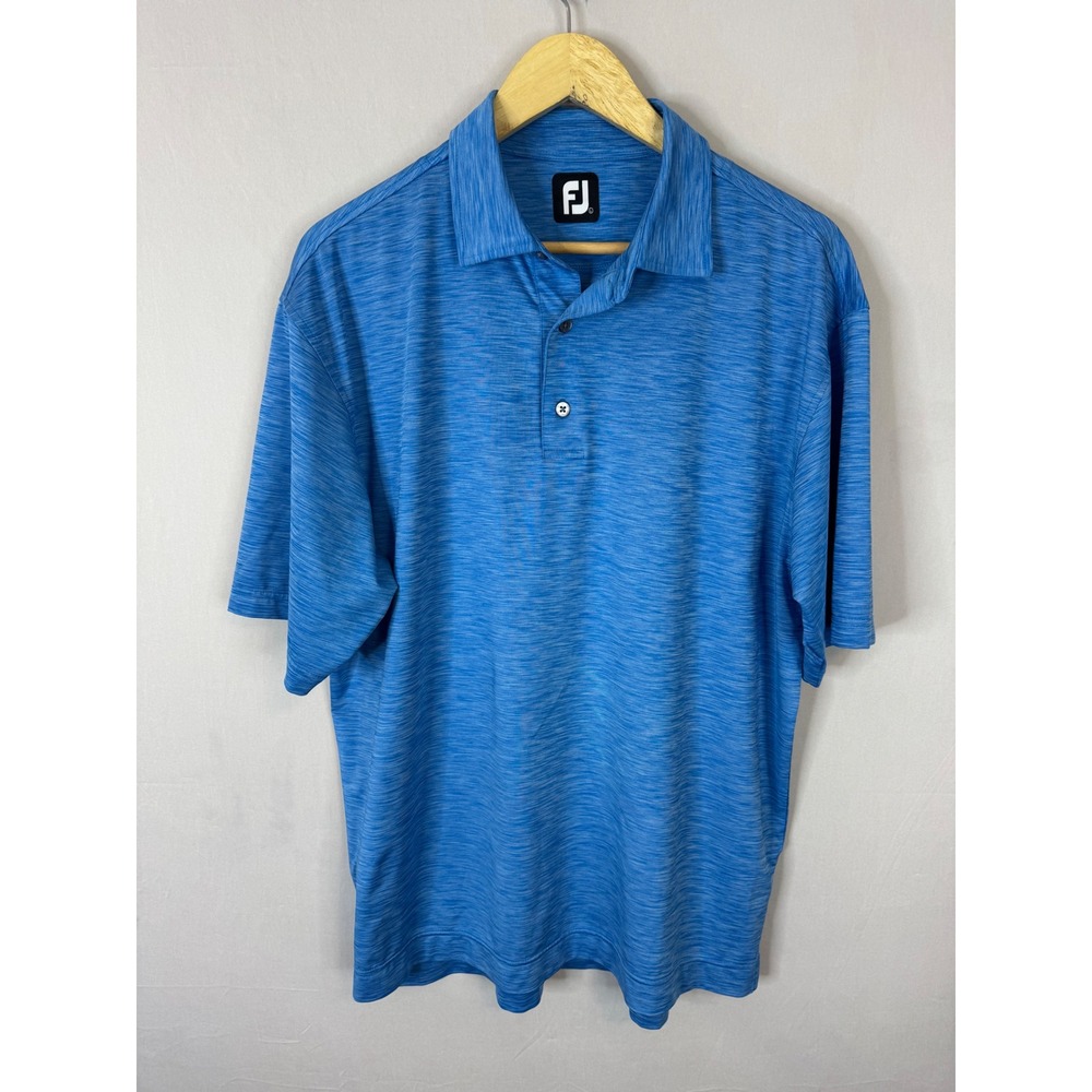 FootJoy Mens Blue Space Dye Heather Performance Golf Polo Shirt Size Large